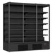 Black three door wall mounted display fridge with LED lighting and glass doors