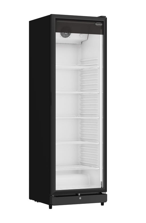 Combisteel PIB-360R single glass door upright display fridge with black exterior