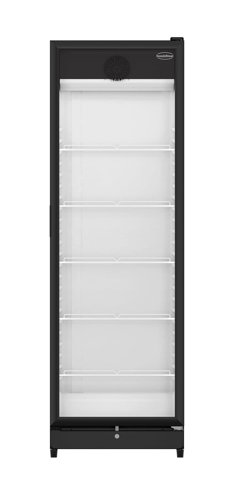 Combisteel PIB-360R single glass door upright display fridge with black exterior view 2