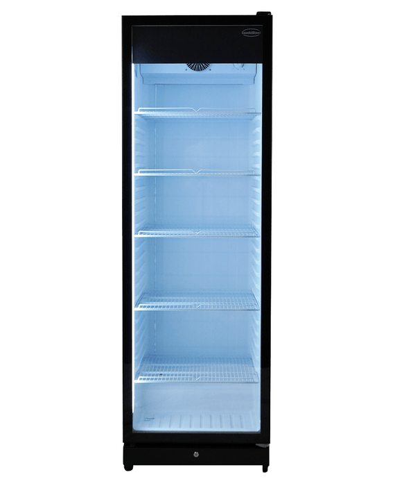 Combisteel PIB-360R single glass door upright display fridge with black exterior view 3