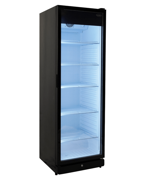 Combisteel PIB-360R single glass door upright display fridge with black exterior view 5