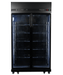 Black double glass door commercial refrigerator with digital temperature display and LED lighting view 5