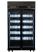 Black double glass door commercial refrigerator with digital temperature display and LED lighting view 2