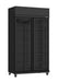 Black double glass door commercial refrigerator with digital temperature display and LED lighting