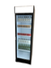 White upright glass door display refrigerator with LED lighting and left-opening door view 6