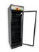 Tall black glass door display fridge with internal lighting and five shelves view 5