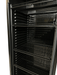 Tall black glass door display fridge with internal lighting and five shelves view 6