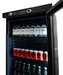 Black upright single glass door display refrigerator with bottle display inside view 7