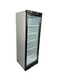 White Combisteel single glass door upright display refrigerator with internal shelving view 3
