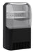 Black freestanding impulse cooler with glass door and LED interior lighting, holds 77 bottles