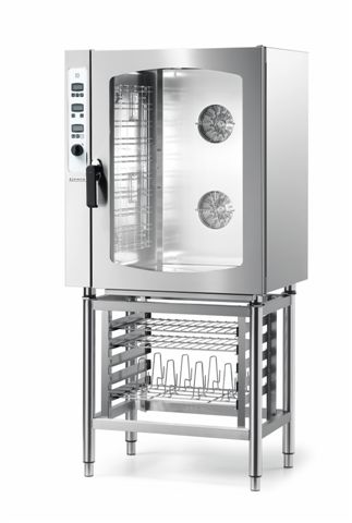 Stainless steel gas convection oven with single door and temperature controls