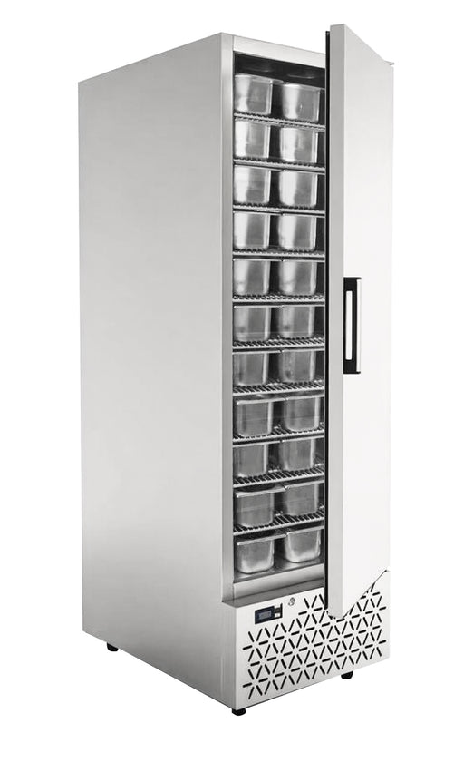 Stainless steel upright ice cream storage freezer with single door and digital display view 2
