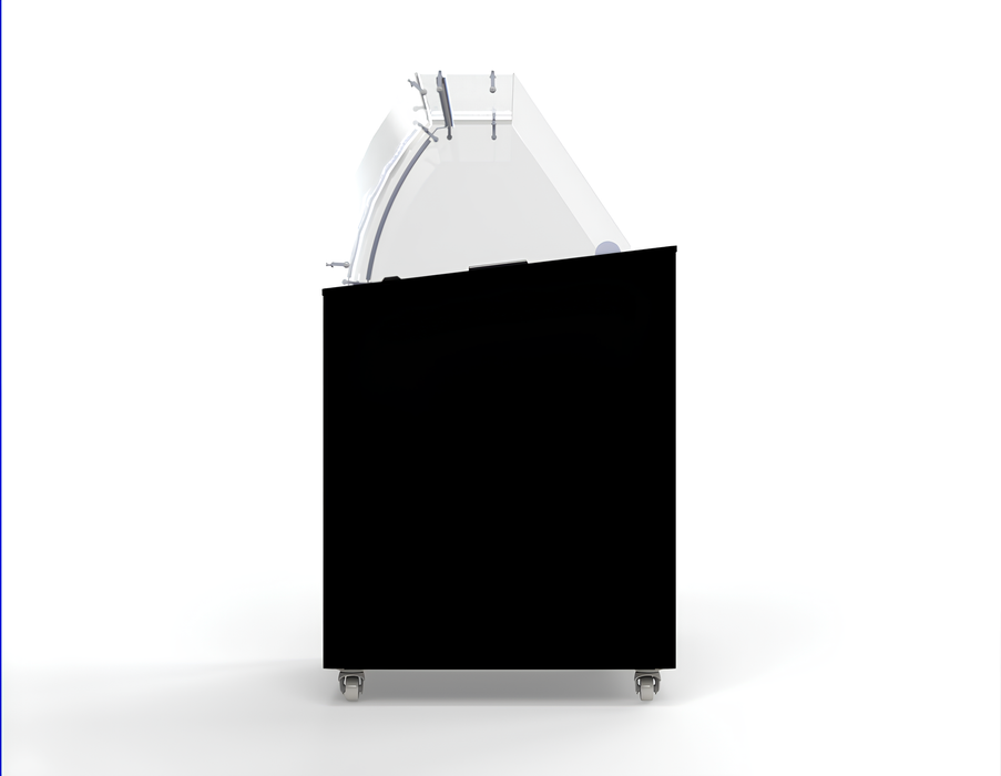 Black chest freezer with lift-up lid for ice cream display, 909mm wide view 5