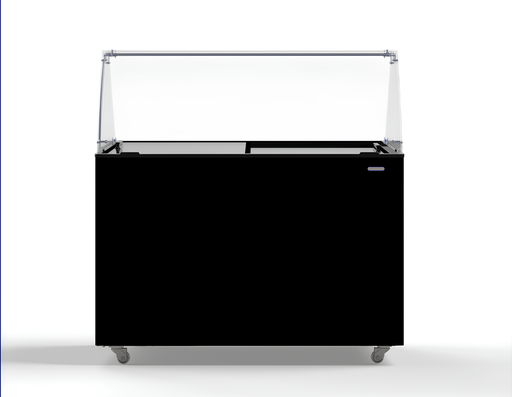 Black chest freezer with flat lid for ice cream storage, 1184mm wide view 2