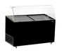 Black chest freezer with open top for ice cream bin storage, 1439mm wide