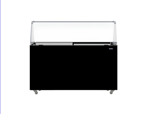 Black chest freezer with open top for ice cream bin storage, 1439mm wide view 2