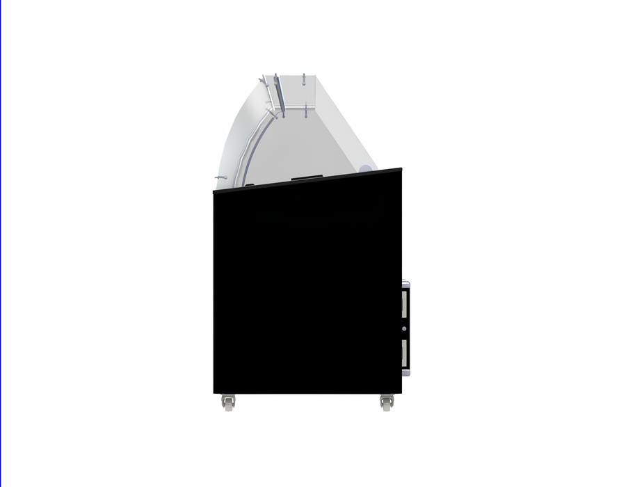 Black chest freezer with open top for ice cream bin storage, 1439mm wide view 5