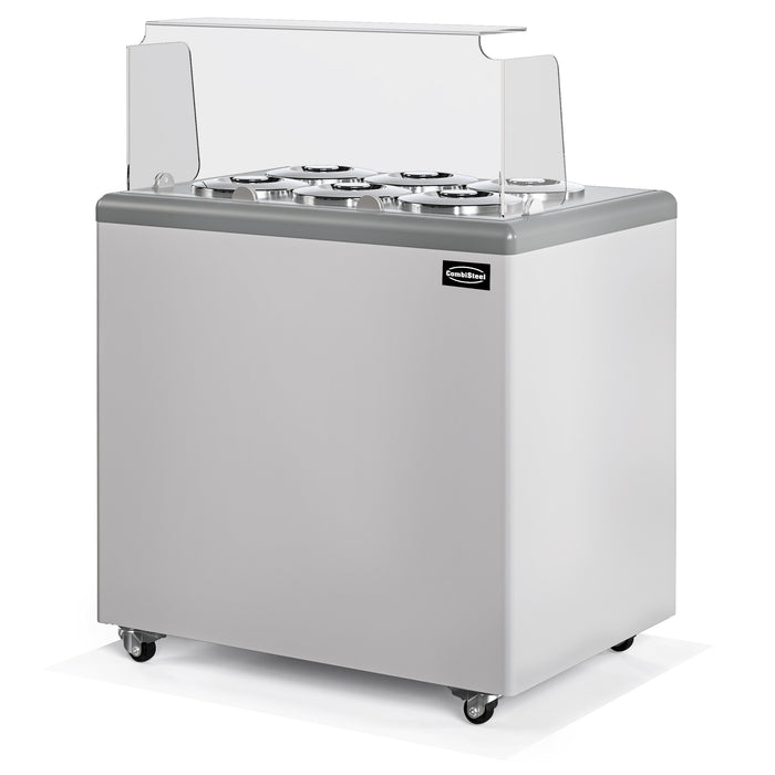 White freestanding chest freezer with sloped glass display top for ice cream storage view 2