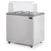 White freestanding chest freezer with sloped glass display top for ice cream storage view 2
