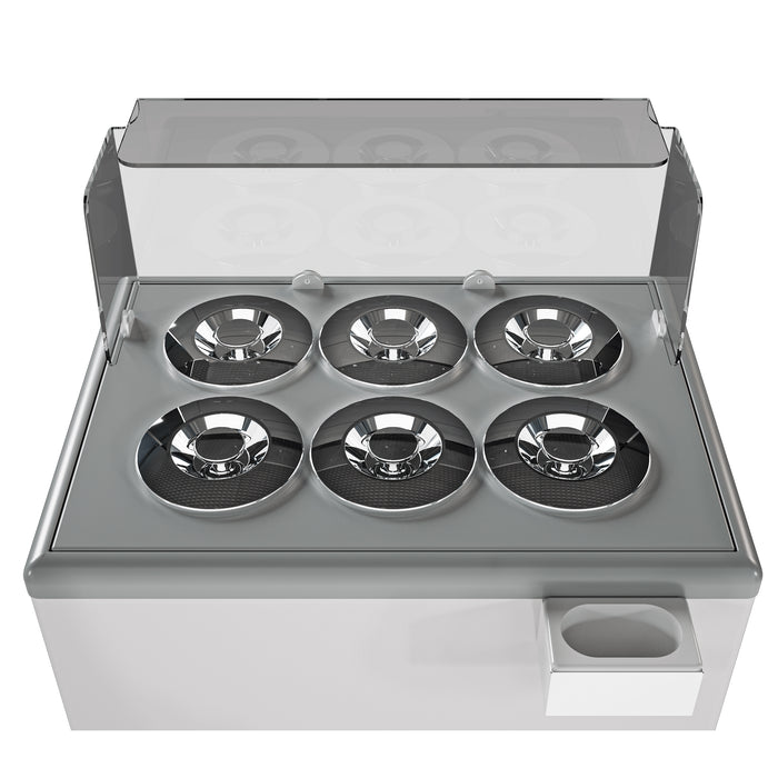 White freestanding chest freezer with sloped glass display top for ice cream storage view 3
