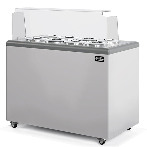 White freestanding chest freezer ice cream display cabinet with Plexiglass top view 2