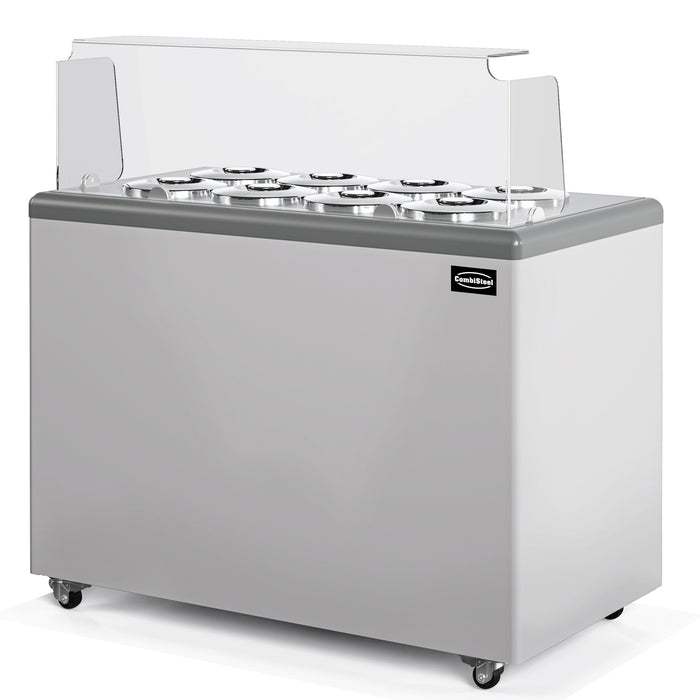 White freestanding chest freezer ice cream display cabinet with Plexiglass top view 2
