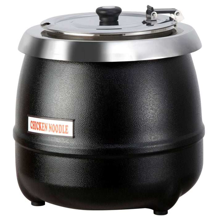 Black tabletop soup kettle with knob control and 10 litre capacity