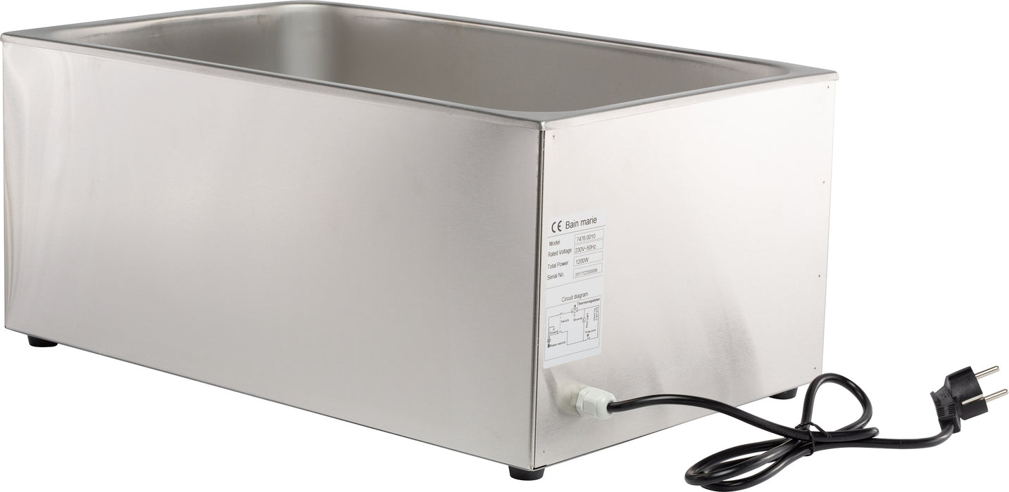 Stainless steel tabletop electric bain-marie with knob control and single 1/1 GN container view 6