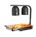 Black telescopic heat lamp with adjustable stand and mounted heating element view 3