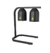 Black telescopic heat lamp with adjustable stand and mounted heating element view 2