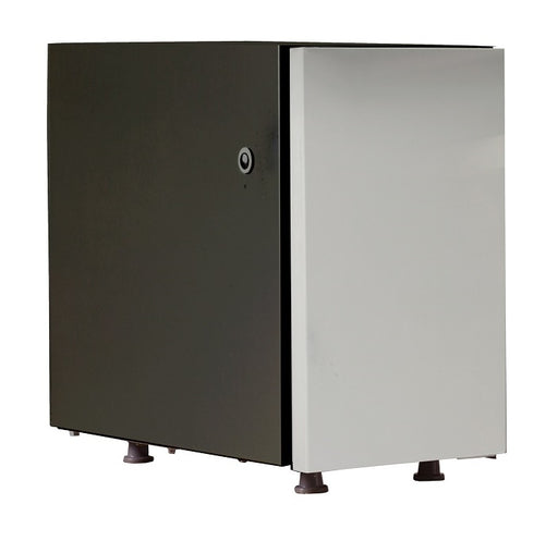 Black and stainless steel countertop milk cooler with integrated container and 7mm milk outlet.