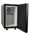 Black and stainless steel countertop milk cooler with integrated container and 7mm milk outlet. view 2