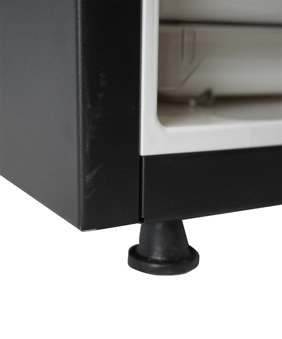 Black and stainless steel countertop milk cooler with integrated container and 7mm milk outlet. view 7