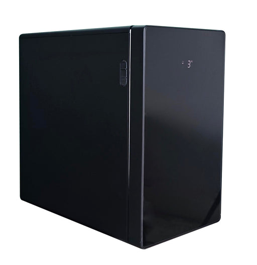 Black countertop milk cooler with touch screen control and milk container, 220mm wide