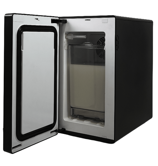 Black countertop milk cooler with touch screen control and milk container, 220mm wide view 2