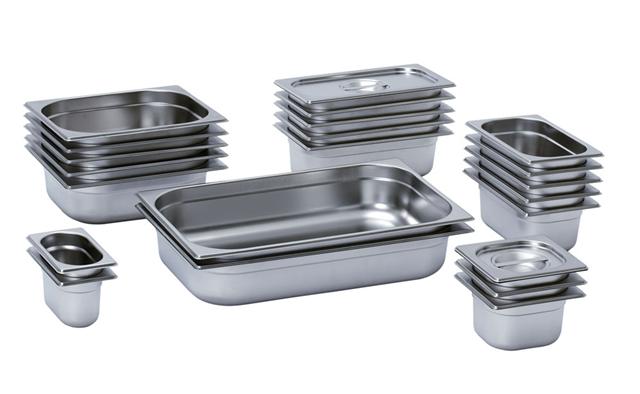 Stainless steel GN 1/2 container, 65mm height, front view