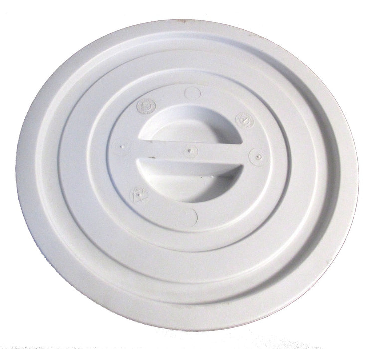 White circular disposal bin lid, 530mm diameter