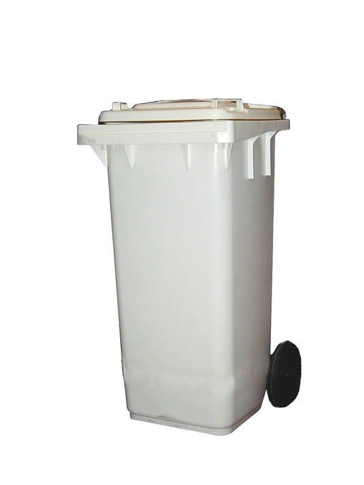 White Combisteel 240 litre waste disposal bin, upright design