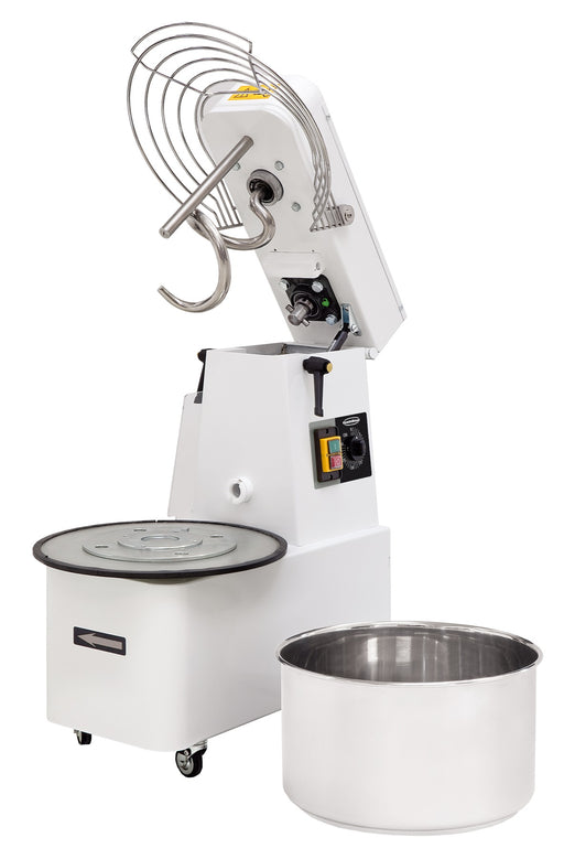 White Combisteel MIXER 22 spiral dough mixer with extractable bowl and mobile base