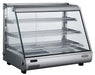 Stainless steel tabletop hot display cabinet with LED lighting and three fixed shelves
