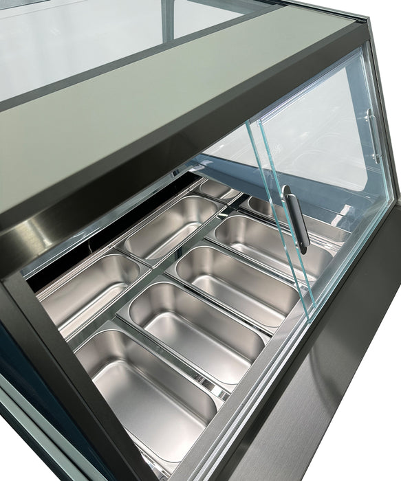 White ventilated chest freezer ice cream display unit with straight glass window and LED lighting view 6