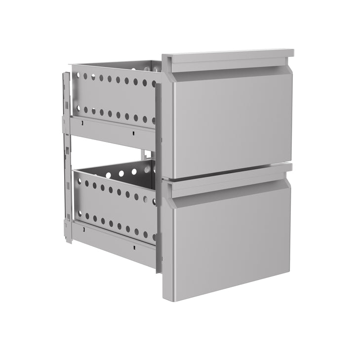 Stainless steel half-size drawer set for commercial catering counter.