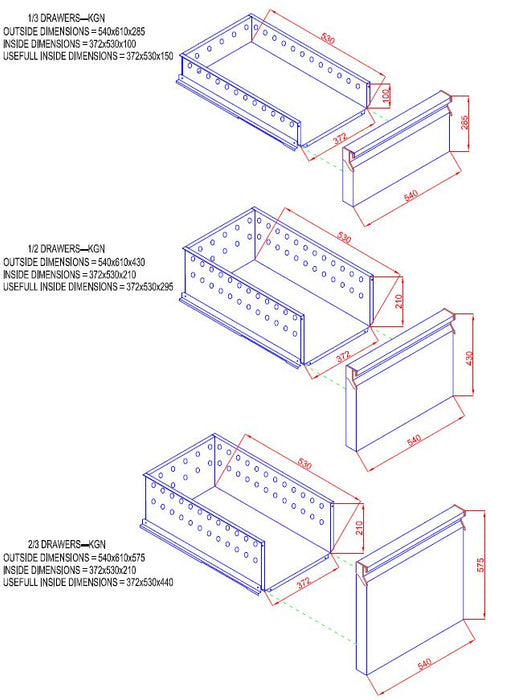 Stainless steel drawer set for beer cooler, half-size format view 3