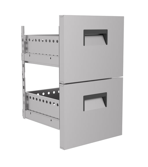 Stainless steel drawer set for beer cooler, half-size format