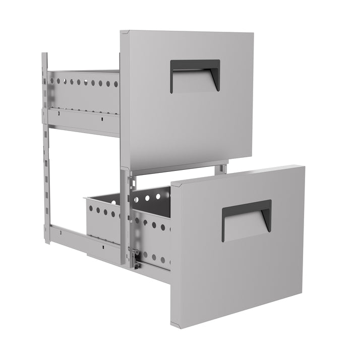 Stainless steel drawer set for beer cooler, half-size format view 2
