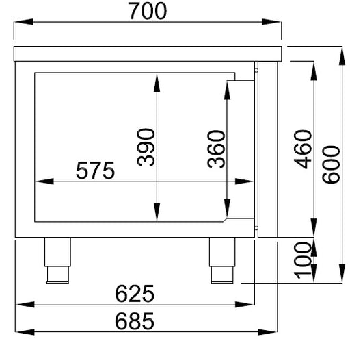 Stainless steel four door refrigerated counter with digital display panel view 2