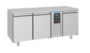 Stainless steel three door undercounter freezer with digital control panel