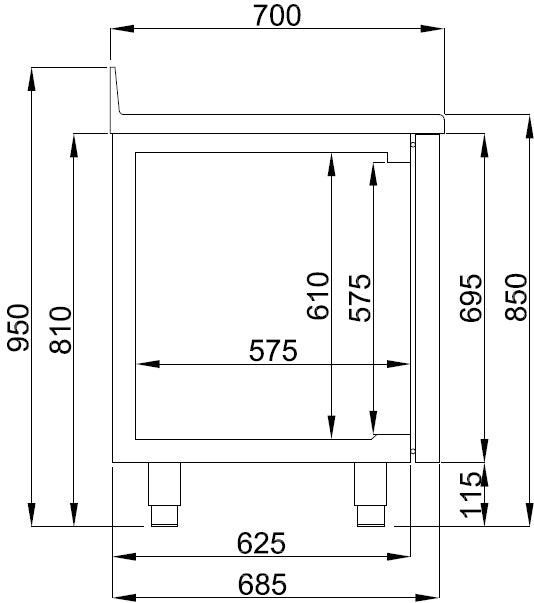 Stainless steel three-door refrigerated counter upstand, 1785mm wide view 3