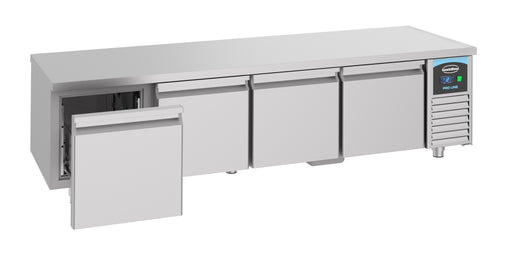 Stainless steel 4 drawer refrigerated prep counter with digital temperature display view 2