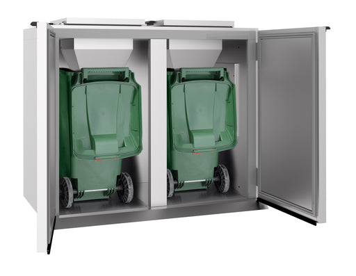 Stainless steel dual door waste refrigerator with digital temperature display view 2